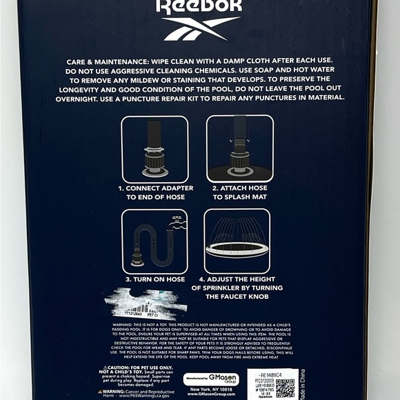 REEBOK Pet Sprinkler Mat For Dogs Cooling SIZE 39" For SMALL MEDIUM Breeds NEW - Picture 5 of 7